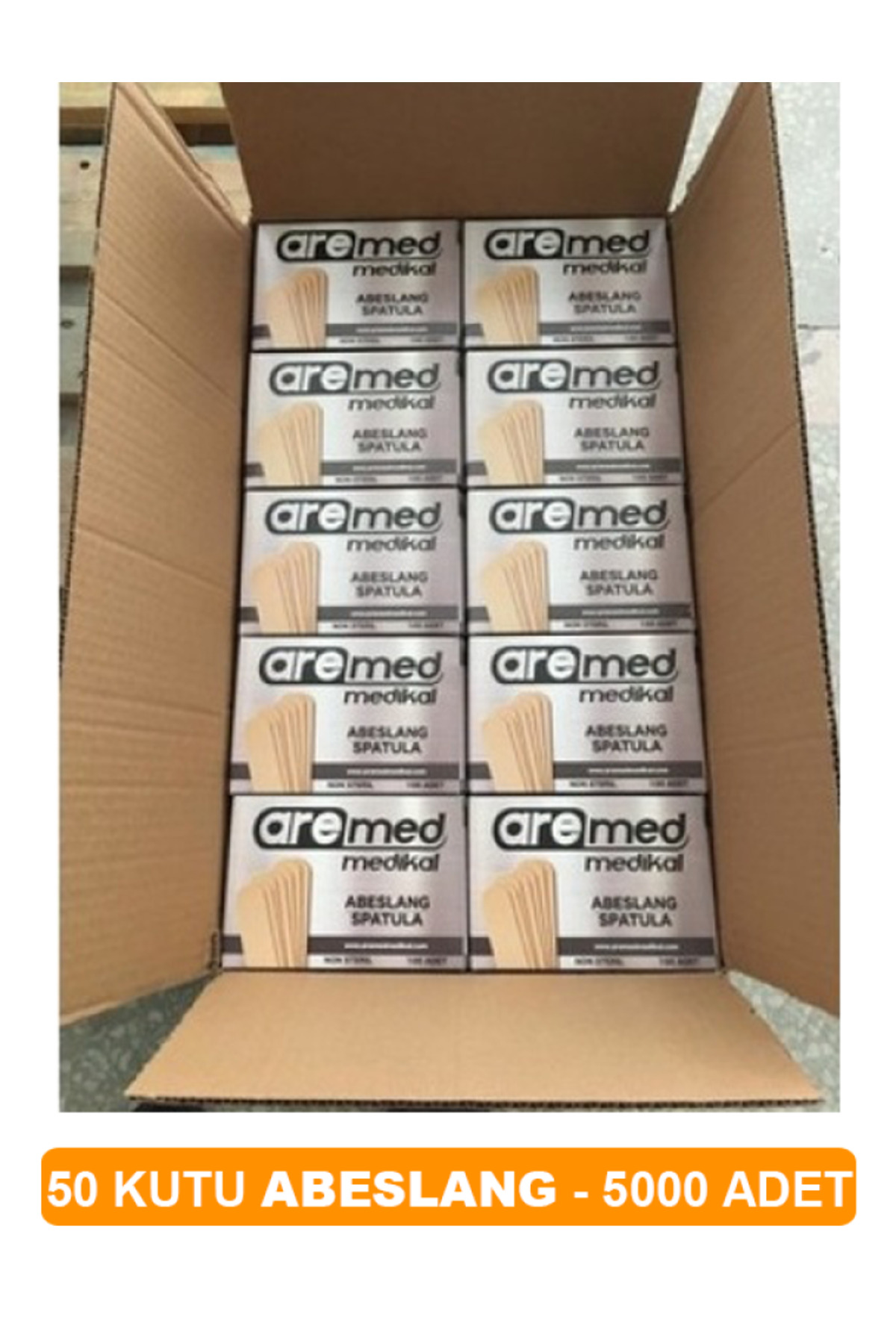 Abeslang tahta 1 Koli 5000 Adet ahşap spatula, 100'lü kutu X 50